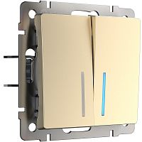 Выключатель с подсветкой без рамки Werkel 2-кл. шампань металик картинка